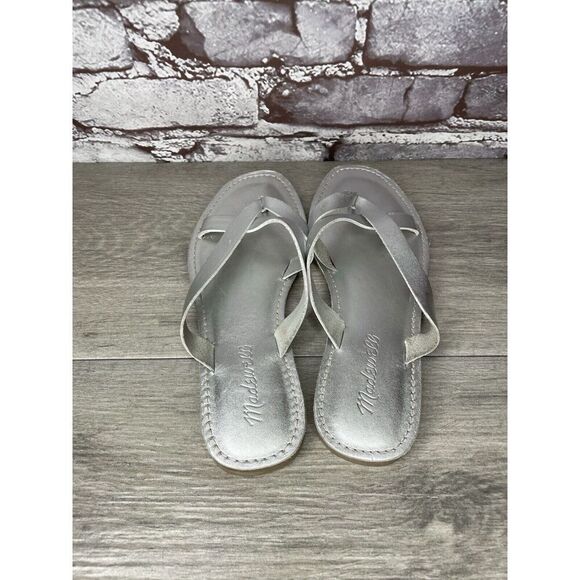 Madewell Boardwalk Silver Metallic Leather Thong Sandals Women’s Sz 6.5M US/37EU - Picture 5 of 16